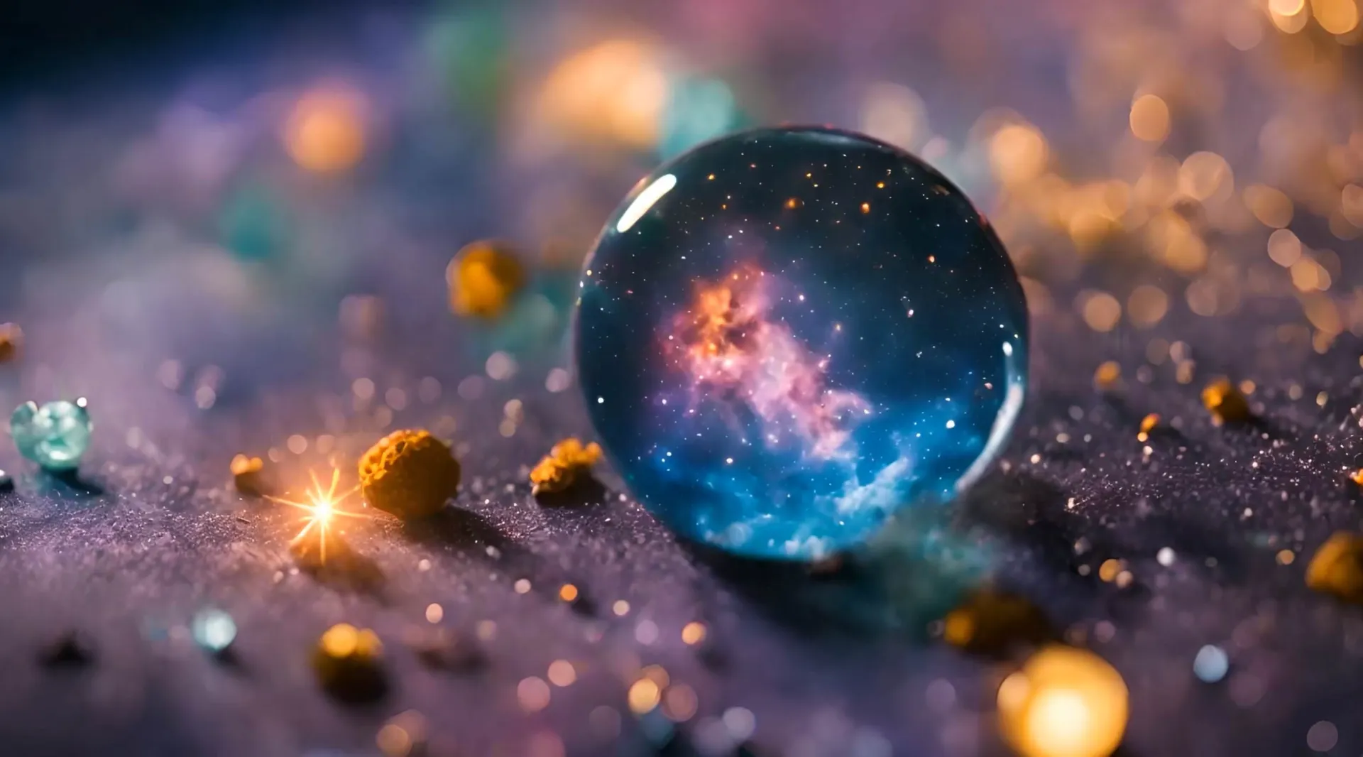Cosmic Droplet Galaxy Orb Background